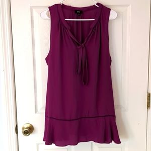 3/$30 NWOT Mossimo XXL Purple Tie Neck Sheer Career Work Top with Flowy Bottom.